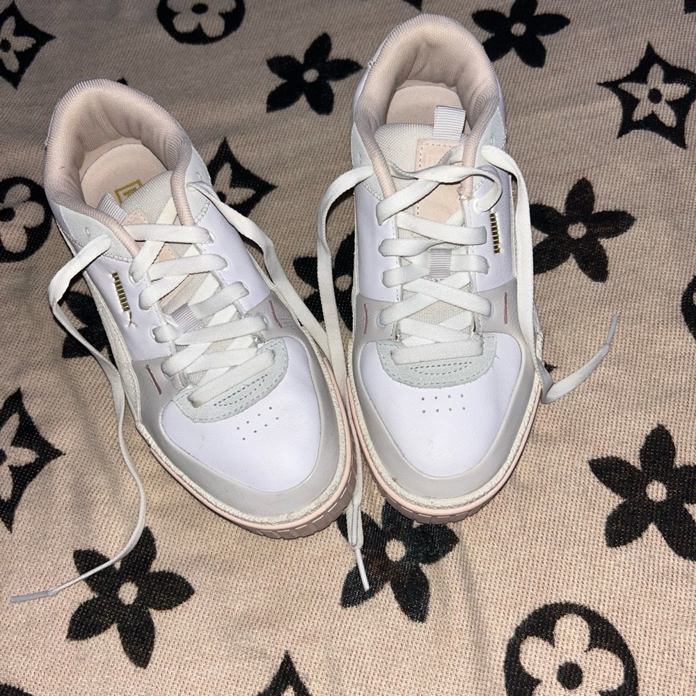 Puma White and Cream Sneakers